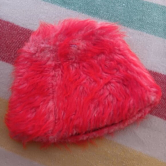 Vintage 1960s Bright Red Faux Mohair Fur Hat Mod Womens Winter Warmth